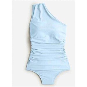 NWT J Crew Long Torso Ruched One-Shoulder Swimsuit Mist Blue Size 4